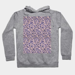 William Morris Willow Boughs Recolored Blue on Peach Hoodie